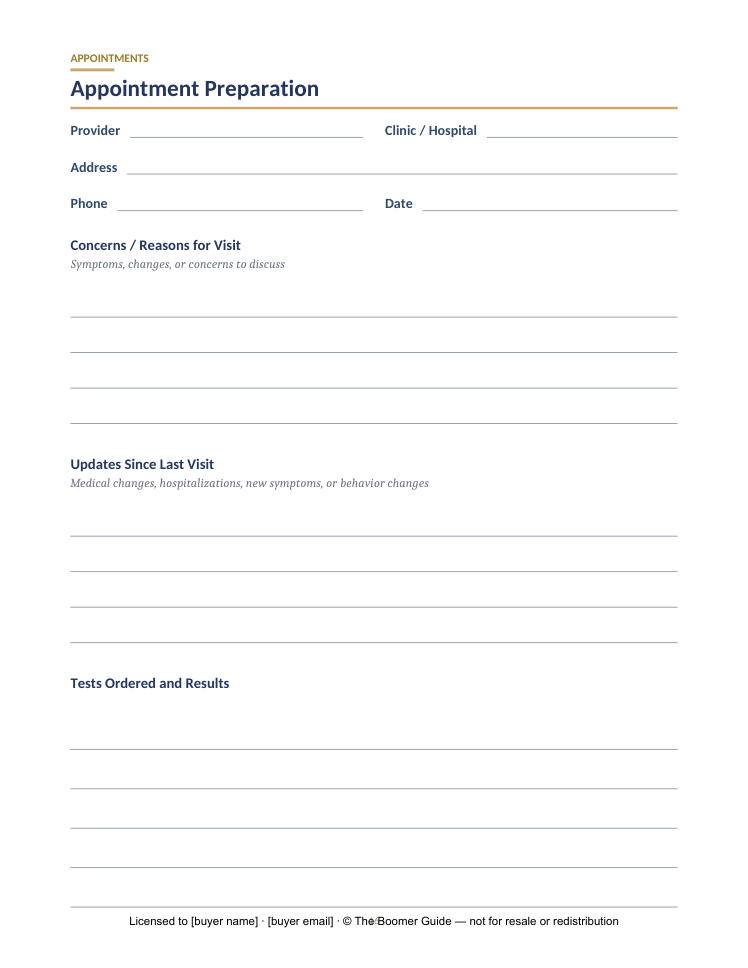 The Boomer Buddy Guide — Appointment prep