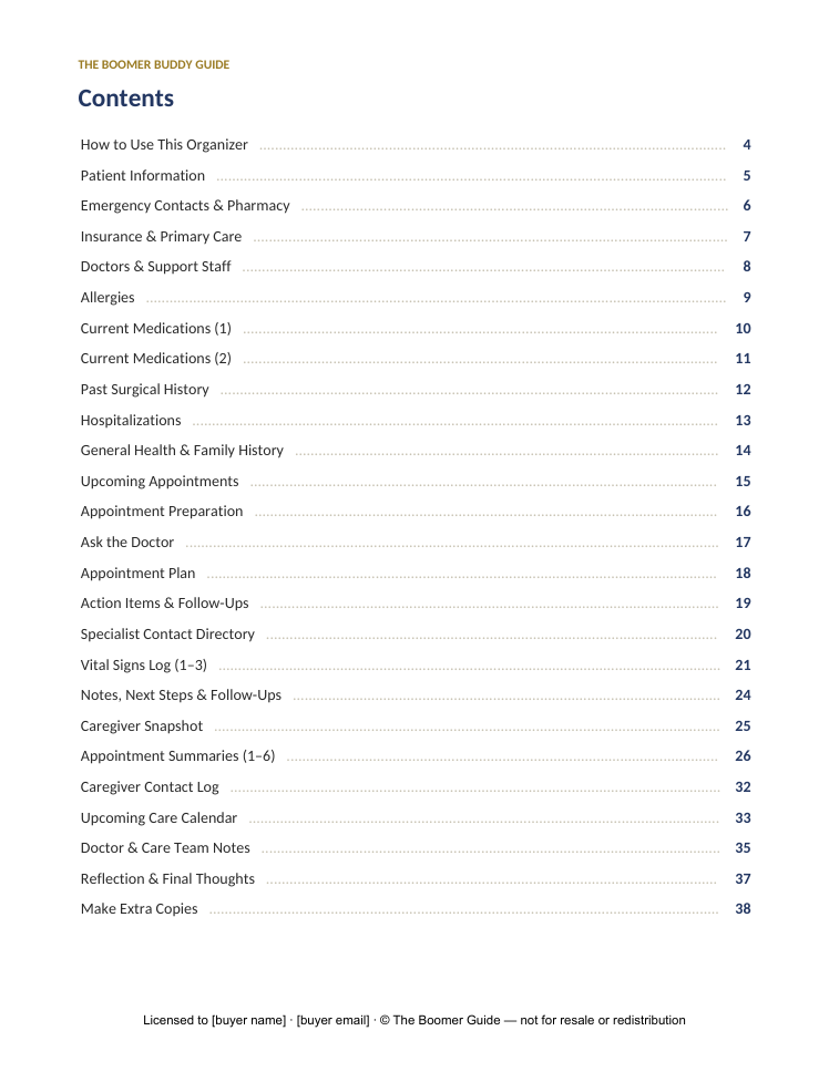 The Boomer Buddy Guide — Contents